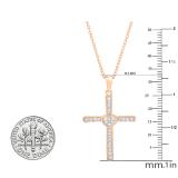 0.20 Carat (cttw) Round Diamond Heart Cross Pendant 1/5 CT (Gold Chain Included) 18K Rose Gold