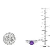 6 mm Cushion Amethyst Pear White Topaz & Round Diamond Ladies Engagement Ring 14K White Gold