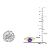 6 mm Cushion Amethyst Pear White Topaz & Round Diamond Ladies Engagement Ring 14K Yellow Gold