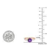 6 mm Cushion Amethyst Pear White Topaz & Round Diamond Ladies Engagement Ring 18K Rose Gold