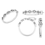 0.05 Carat (cttw) Round White Diamond Ladies Twisted Wedding Stackable Band 10K White Gold