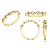 0.05 Carat (cttw) Round White Diamond Ladies Twisted Wedding Stackable Band 10K Yellow Gold