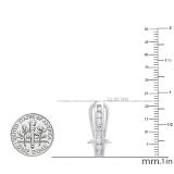 1.05 Carat (cttw) Round White Diamond Ladies J Shape Hoop Earrings 1 CT 10K White Gold