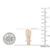 1.05 Carat (cttw) Round White Diamond Ladies J Shape Hoop Earrings 1 CT 18K Rose Gold