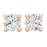 1.70 Carat (cttw) Round White Diamond Ladies Solitaire Stud Earrings 18K Rose Gold