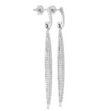 0.50 Carat (cttw) Round Diamond Ladies Icicle Shaped Long Dangling Earrings 1/2 CT 10K White Gold