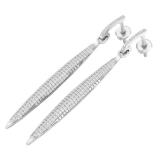 0.50 Carat (cttw) Round Diamond Ladies Icicle Shaped Long Dangling Earrings 1/2 CT 10K White Gold