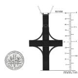 1.10 Carat (cttw) Round Black Diamond Mens Religious Cross Pendant Black Plated Sterling Silver
