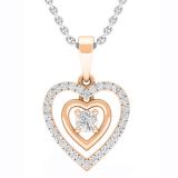 0.30 Carat (cttw) Round White Diamond Ladies Double Heart Pendant 1/3 CT 10K Rose Gold