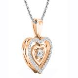 0.30 Carat (cttw) Round White Diamond Ladies Double Heart Pendant 1/3 CT 10K Rose Gold