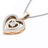 0.30 Carat (cttw) Round White Diamond Ladies Double Heart Pendant 1/3 CT 10K Rose Gold