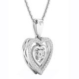 0.30 Carat (cttw) Round White Diamond Ladies Double Heart Pendant 1/3 CT 10K White Gold
