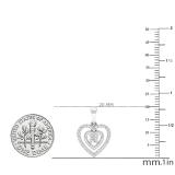 0.30 Carat (cttw) Round White Diamond Ladies Double Heart Pendant 1/3 CT 10K White Gold