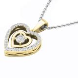 0.30 Carat (cttw) Round White Diamond Ladies Double Heart Pendant 1/3 CT 10K Yellow Gold