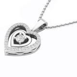 0.30 Carat (cttw) Round White Diamond Ladies Double Heart Pendant 1/3 CT 18K White Gold