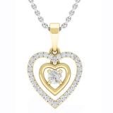 0.30 Carat (cttw) Round White Diamond Ladies Double Heart Pendant 1/3 CT 18K Yellow Gold