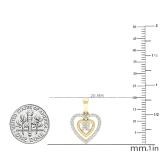0.30 Carat (cttw) Round White Diamond Ladies Double Heart Pendant 1/3 CT 14K Yellow Gold