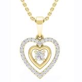 0.30 Carat (cttw) Round White Diamond Ladies Double Heart Pendant 1/3 CT 18K Yellow Gold