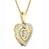 0.30 Carat (cttw) Round White Diamond Ladies Double Heart Pendant 1/3 CT 18K Yellow Gold
