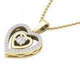 0.30 Carat (cttw) Round White Diamond Ladies Double Heart Pendant 1/3 CT 18K Yellow Gold