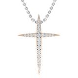 0.20 Carat (cttw) Round White Diamond Ladies Religious Cross Pendant 1/5 CT 10K Rose Gold