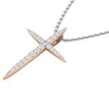 0.20 Carat (cttw) Round White Diamond Ladies Religious Cross Pendant 1/5 CT 10K Rose Gold