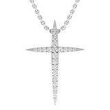 0.20 Carat (cttw) Round White Diamond Ladies Religious Cross Pendant 1/5 CT 10K White Gold
