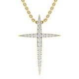 0.20 Carat (cttw) Round White Diamond Ladies Religious Cross Pendant 1/5 CT 10K Yellow Gold