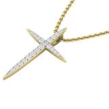 0.20 Carat (cttw) Round White Diamond Ladies Religious Cross Pendant 1/5 CT 10K Yellow Gold