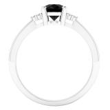 7X5 mm Oval Black Sapphire & Round Diamond Bridal Promise Ring Sterling Silver
