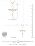 0.20 Carat (cttw) Round Diamond Ladies Cross Heart Winged Pendant 1/5 CT 18K Rose Gold