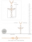 0.20 Carat (cttw) Round Diamond Ladies Cross Heart Winged Pendant 1/5 CT 10K Rose Gold