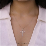 0.20 Carat (cttw) Round Diamond Ladies Cross Heart Winged Pendant 1/5 CT 10K Yellow Gold