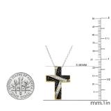 0.25 Carat (Cttw) Round Black and White Diamond Ladies Cross Pendant 1/4 CT 10K Yellow Gold