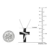 0.25 Carat (Cttw) Round Black and White Diamond Ladies Cross Pendant 1/4 CT 10K White Gold