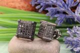 1.25 Carat (cttw) Round Black Diamond Dice Mens Stud Earrings 1 1/4 CT Black Rhodium Plated Sterling Silver