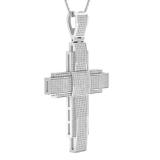 1.00 Carat (Cttw) Round White Diamond Men's Hip Hop Religious Cross Pendant 1 CT Sterling Silver