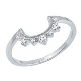 0.15 cttw Round White Diamond Ladies Guard Curved Wedding Band for Solitaire Ring 10K White Gold