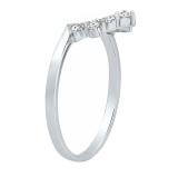 0.15 cttw Round White Diamond Ladies Guard Curved Wedding Band for Solitaire Ring 10K White Gold