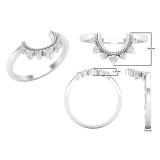 0.15 cttw Round White Diamond Ladies Guard Curved Wedding Band for Solitaire Ring 10K White Gold