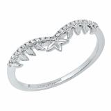 0.10 Carat (cttw) Round White Diamond Ladies Crown Contour Anniversary Wedding Band 10K White Gold