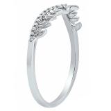 0.10 Carat (cttw) Round White Diamond Ladies Crown Contour Anniversary Wedding Band 10K White Gold