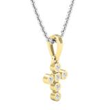 0.10 Carat (cttw) Round White Diamond Ladies Cross Pendant 1/10 CT (Silver Chain Included) 10K Yellow Gold