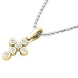0.10 Carat (cttw) Round White Diamond Ladies Cross Pendant 1/10 CT (Silver Chain Included) 10K Yellow Gold