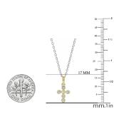 0.10 Carat (cttw) Round White Diamond Ladies Cross Pendant 1/10 CT (Silver Chain Included) 10K Yellow Gold