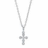 0.10 Carat (cttw) Round White Diamond Ladies Cross Pendant 1/10 CT (Gold Chain Included) 14K White Gold