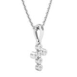 0.10 Carat (cttw) Round White Diamond Ladies Cross Pendant 1/10 CT (Gold Chain Included) 14K White Gold