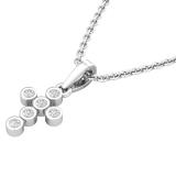 0.10 Carat (cttw) Round White Diamond Ladies Cross Pendant 1/10 CT (Gold Chain Included) 14K White Gold
