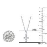 0.10 Carat (cttw) Round White Diamond Ladies Cross Pendant 1/10 CT (Gold Chain Included) 14K White Gold