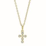 0.10 Carat (cttw) Round White Diamond Ladies Cross Pendant 1/10 CT (Gold Chain Included) 14K Yellow Gold